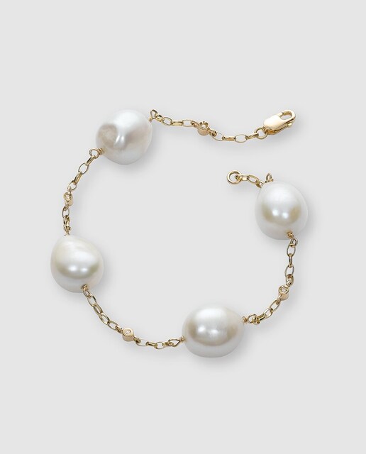 Pulsera de oro con perlas y diamantes