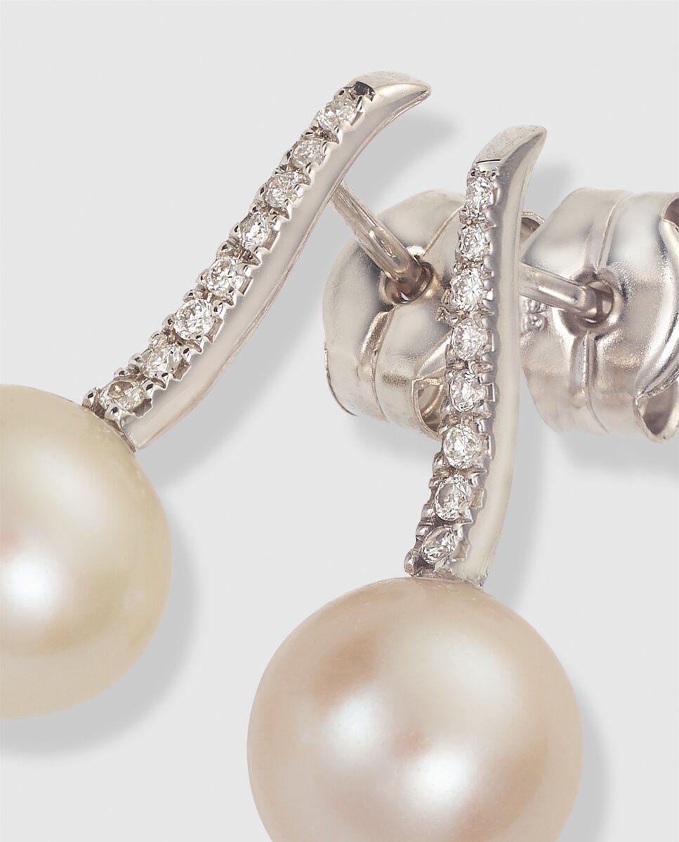 Pendientes de oro con perla y diamantes - El Corte Inglés - Blanco Blanco-2