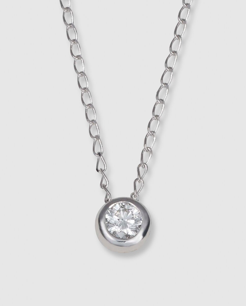 El Corte Inglés - Colgante de oro blanco con diamantes.
