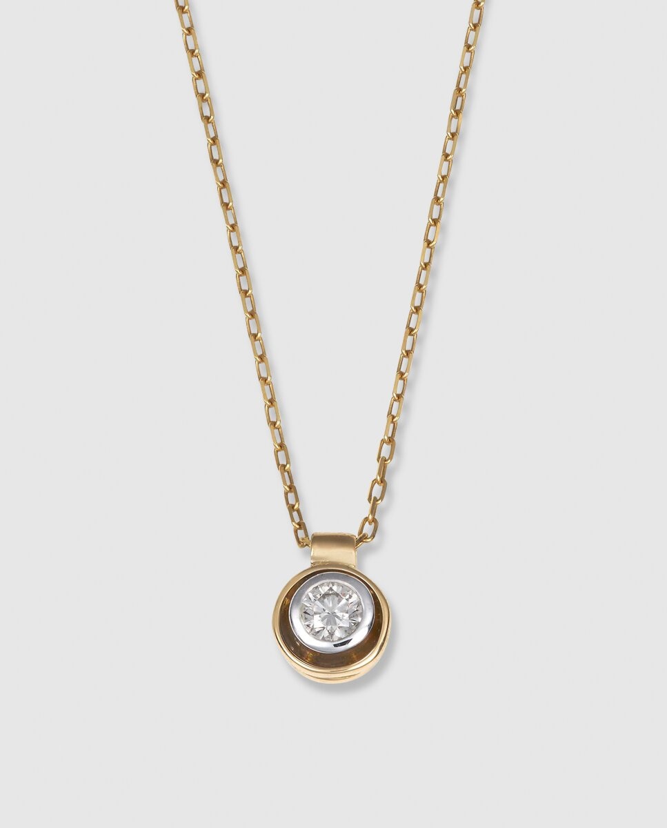El Corte Inglés - Colgante de oro blanco y amarillo con diamante.