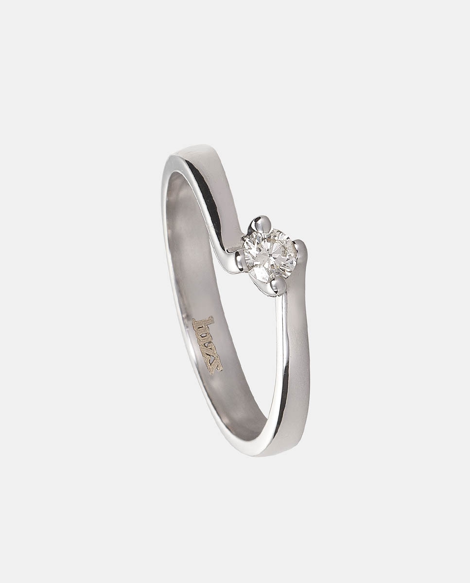 El Corte Inglés - Anillo solitario Luzz de oro y diamantes.