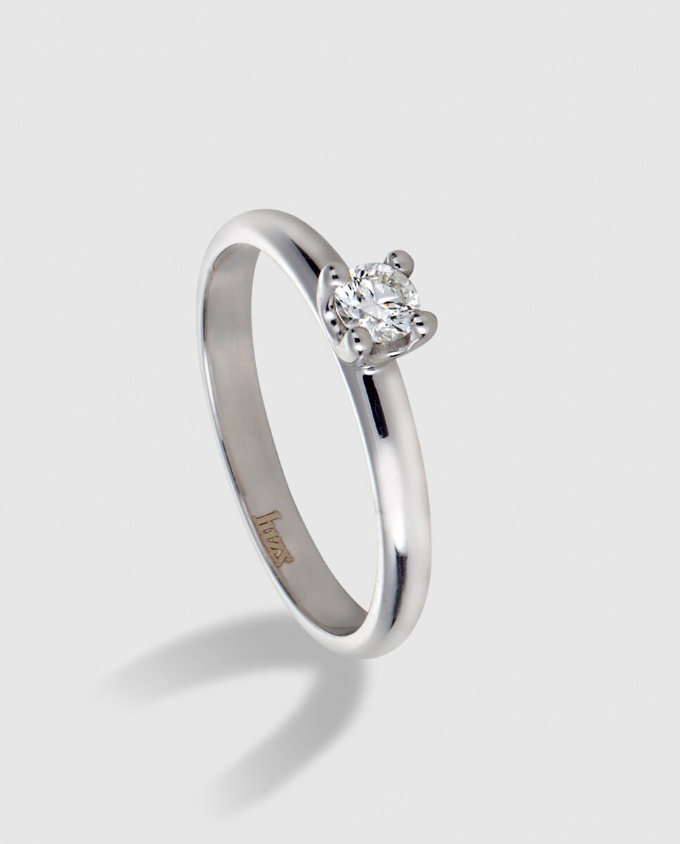 Anillo de oro blanco con diamante - El Corte Inglés - Plata Plata-1