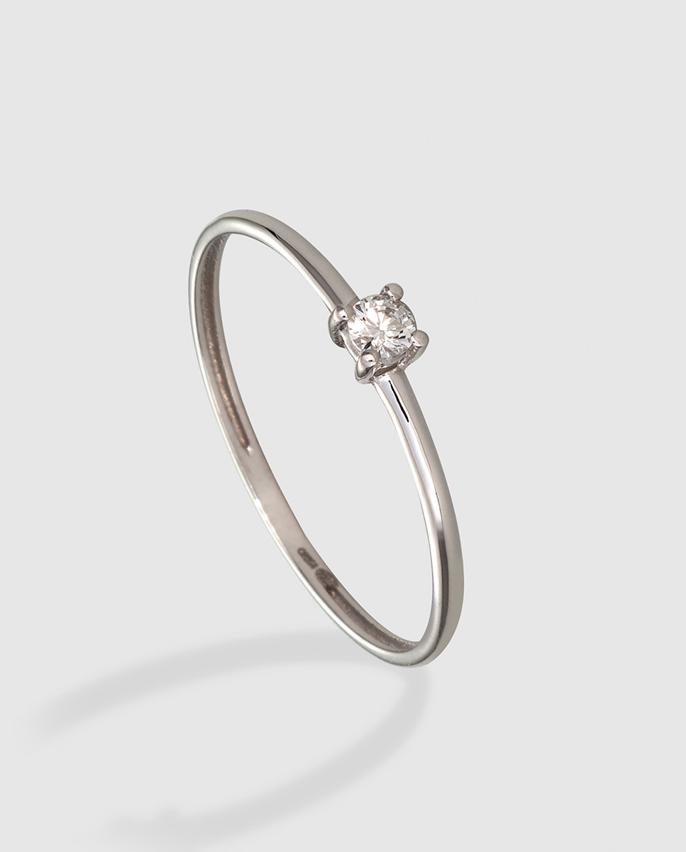 El Corte Inglés - Anillo de oro blanco con diamante El Corte Inglés.