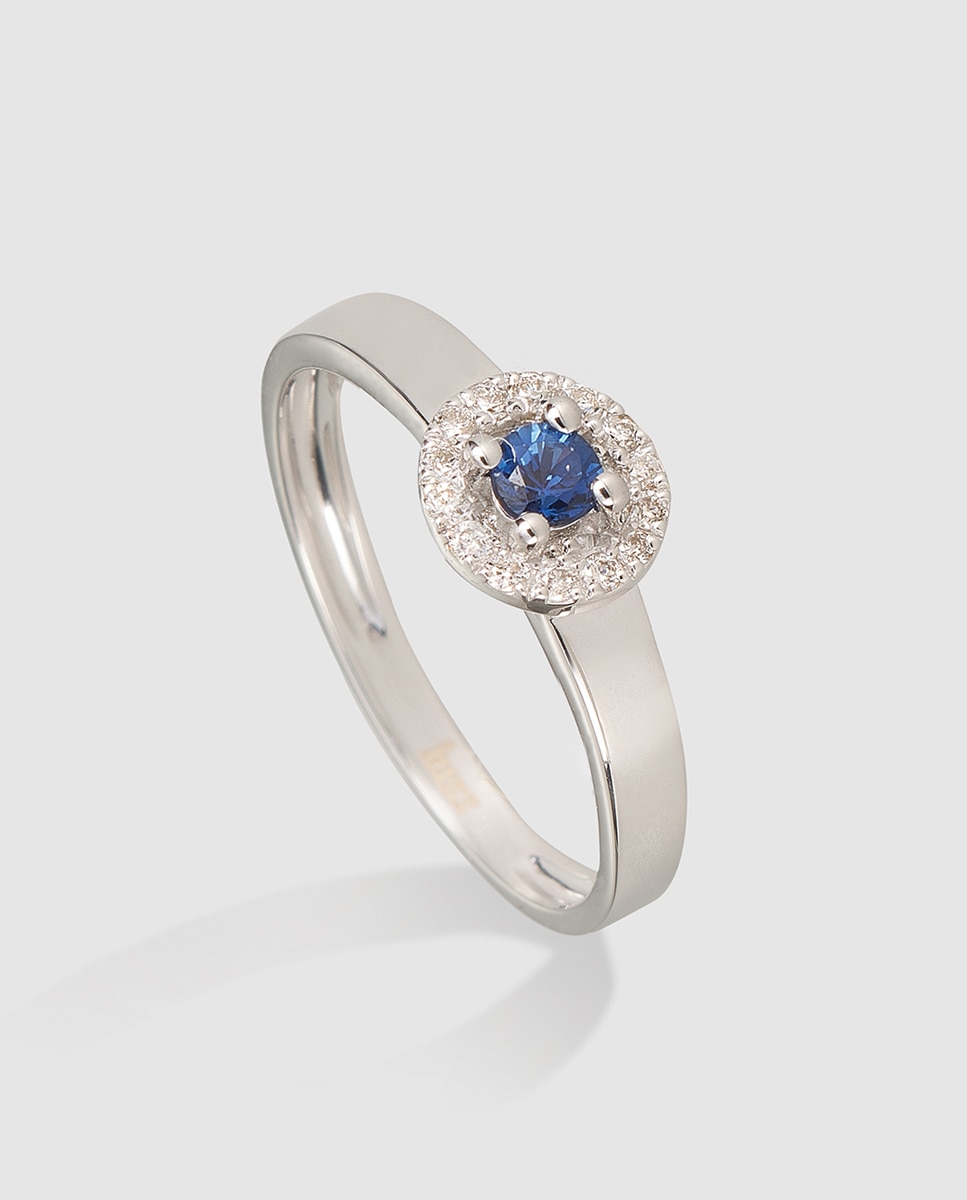 El Corte Inglés - Anillo de oro blanco, diamantes y zafiro Luzz.