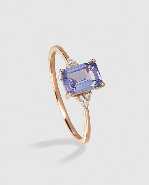 Anillo El Corte Inglés Notre Dame de oro rosa, diamantes y tanzanita