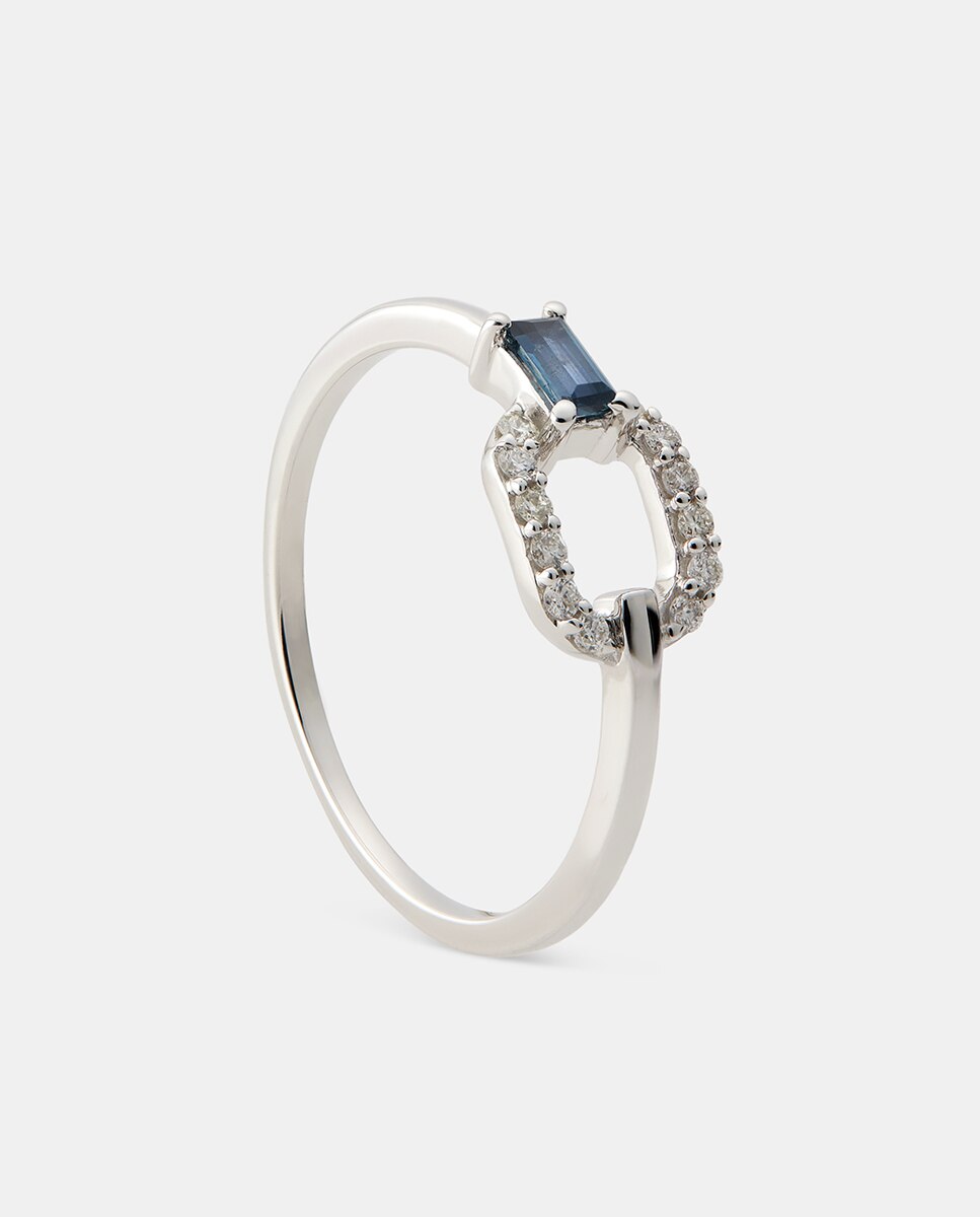 Anillo de oro, diamantes y zafiro - El Corte Inglés - Azul Azul-1