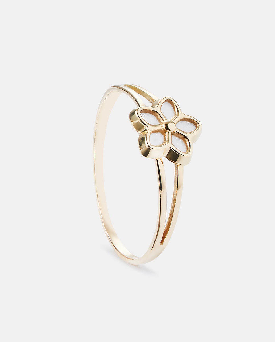 Imagen 0 de Anillo de niña  Flor de oro con nácar Blanco