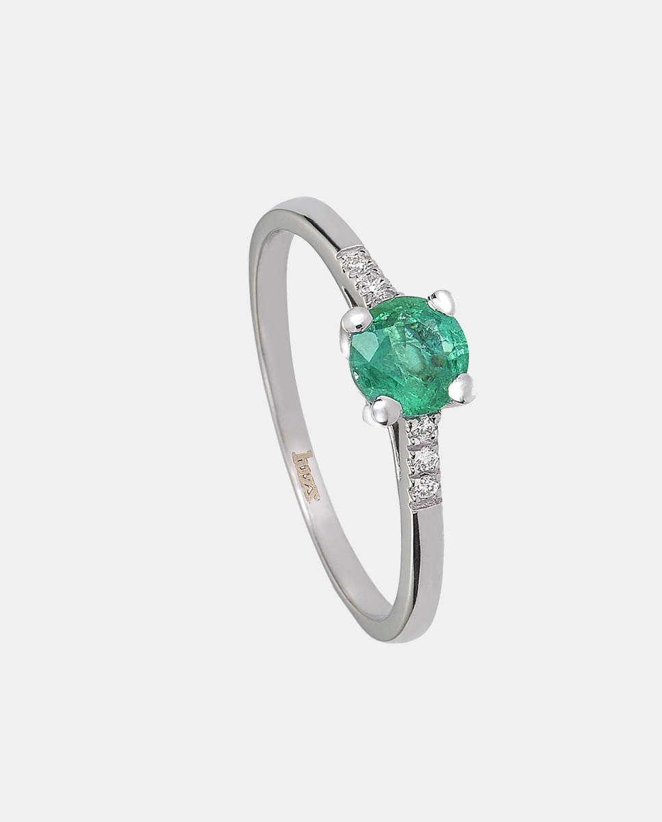 El Corte Inglés - Anillo de oro, diamantes y esmeralda.