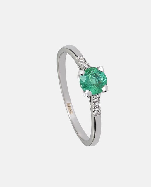 Anillo de oro, diamantes y esmeralda