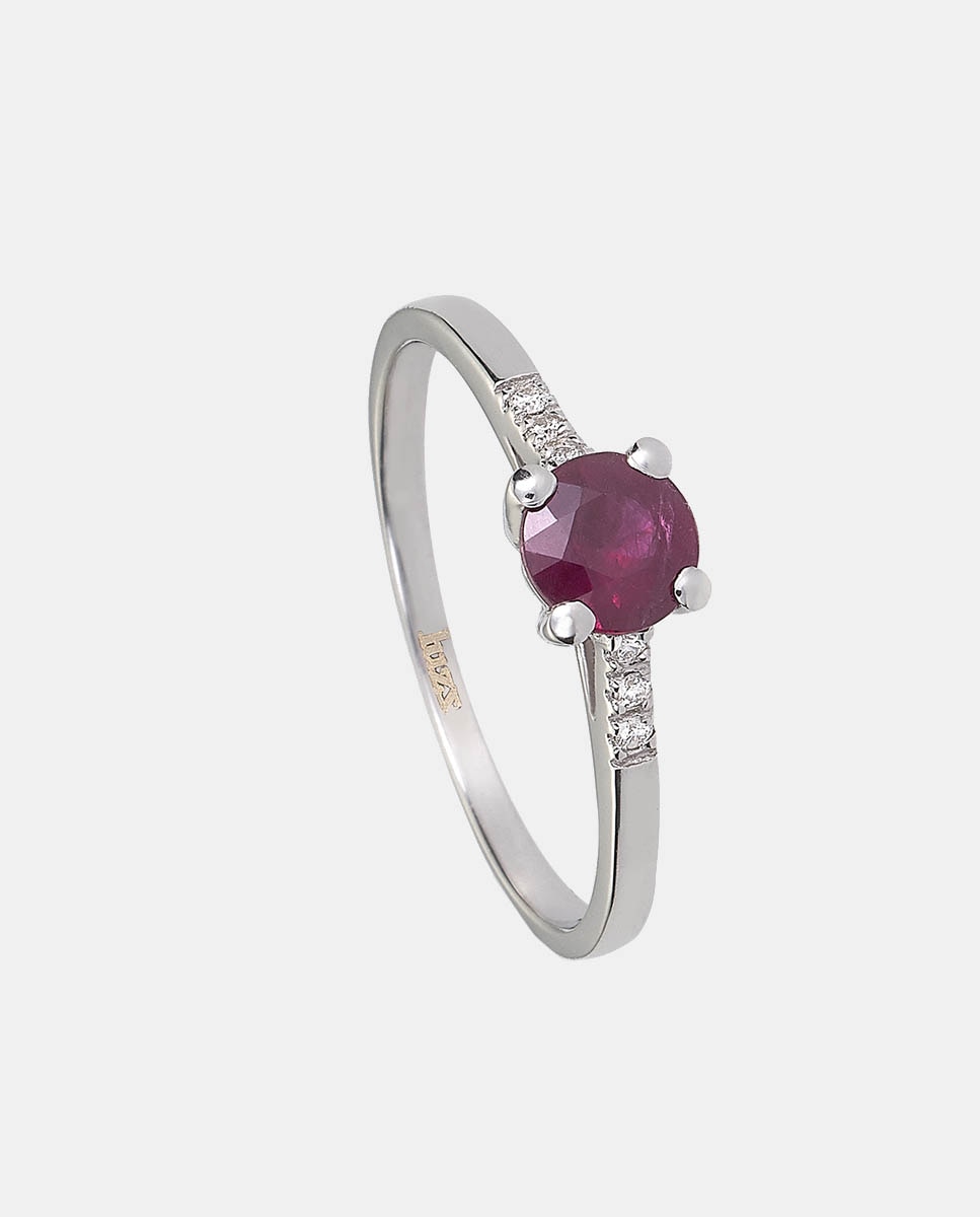 El Corte Inglés - Anillo de oro con diamantes y rubí.