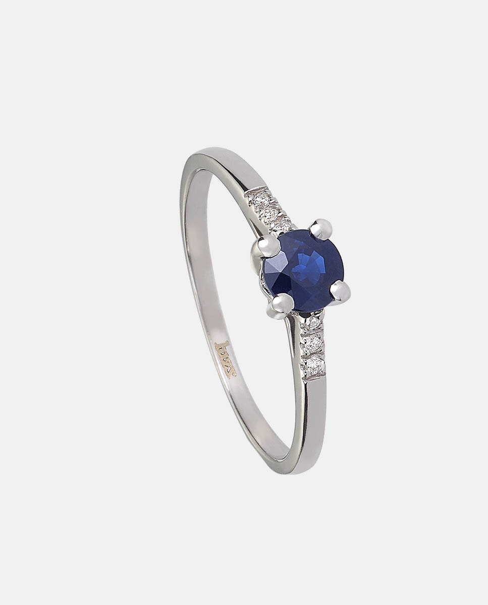 El Corte Inglés - Anillo de oro con diamantes y zafiro.