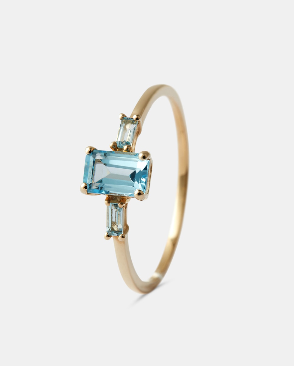 Anillo de oro con topacio - El Corte Inglés - Azul Azul-1