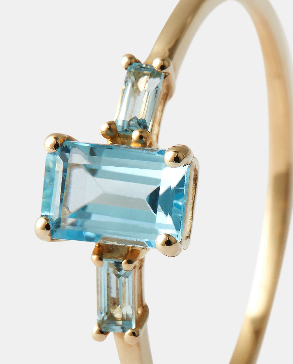 Anillo de oro con topacio - El Corte Inglés - Azul Azul-2
