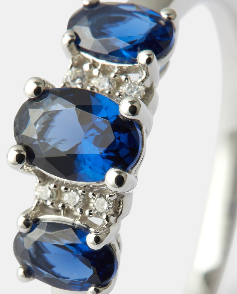 Anillo de oro con diamante y zafiro - El Corte Inglés - Azul Azul-2