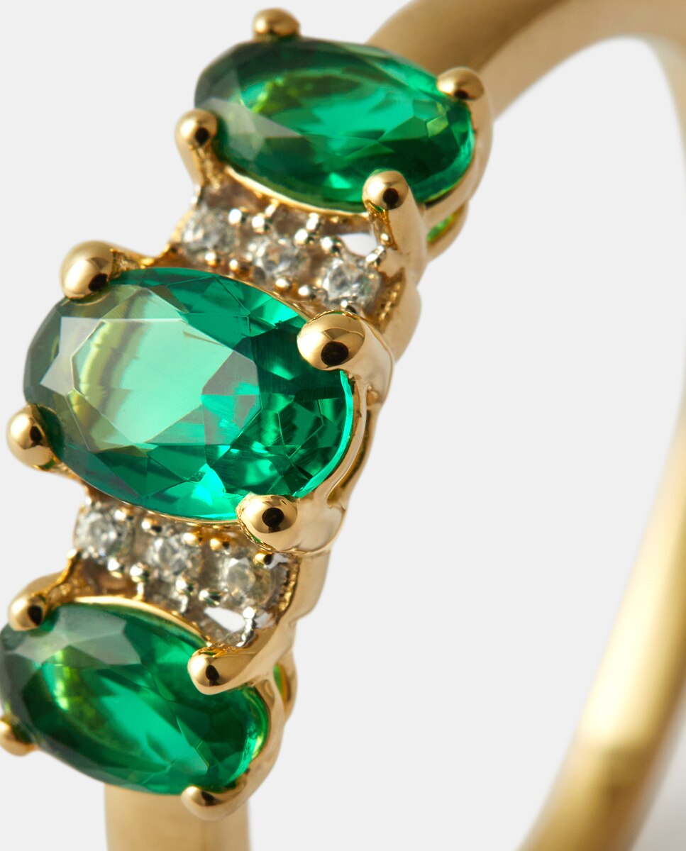 Imagen 2 de Anillo de oro con diamante y esmeralda - El Corte Inglés - Verde Verde