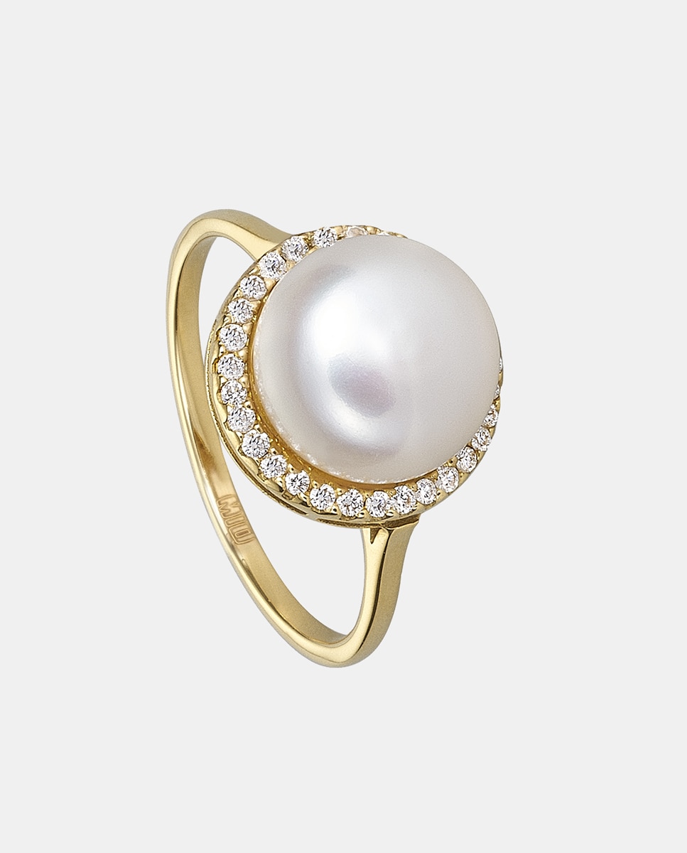 El Corte Inglés - Anillo de oro, diamantes y perla.