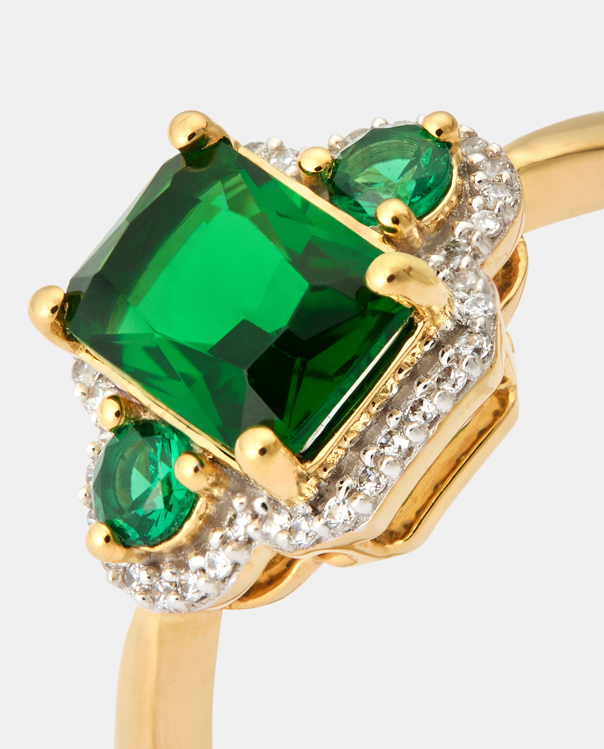 Anillo de oro, diamantes y esmeralda - El Corte Inglés - Verde Verde-2