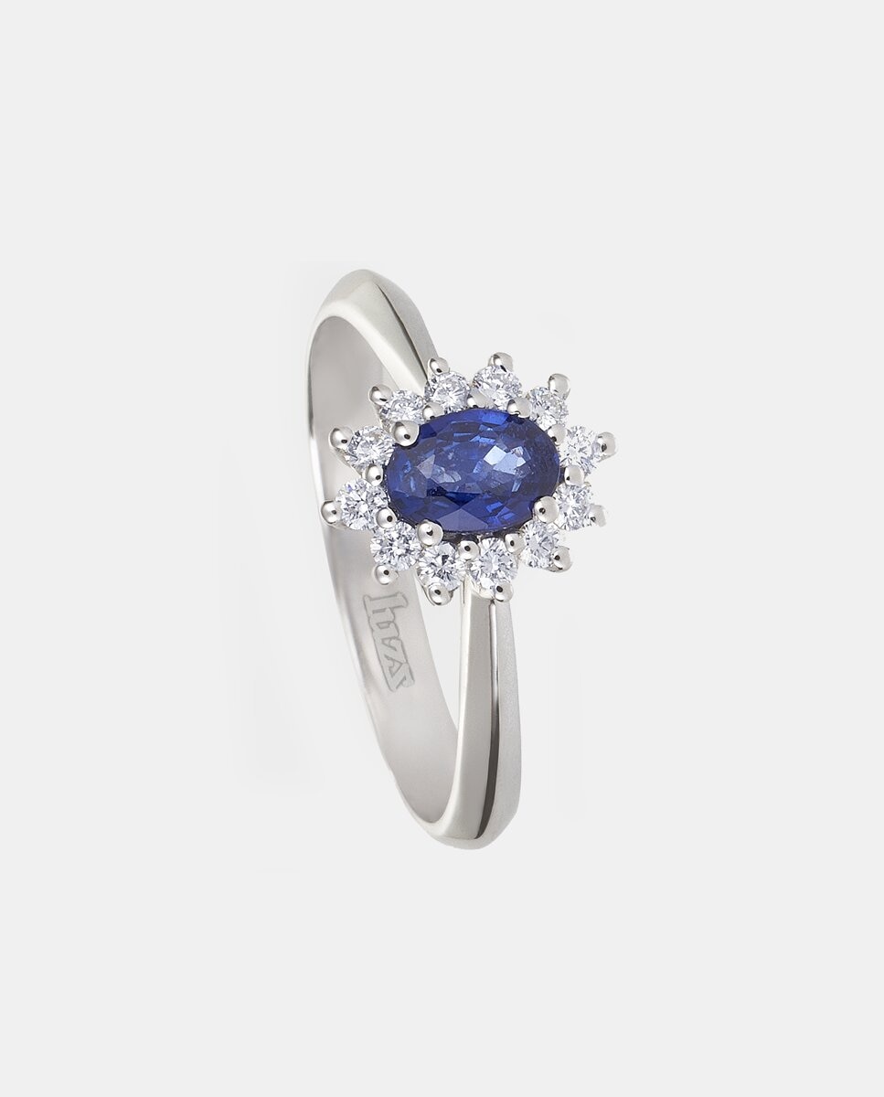 El Corte Inglés - Anillo de oro, diamantes y zafiro.