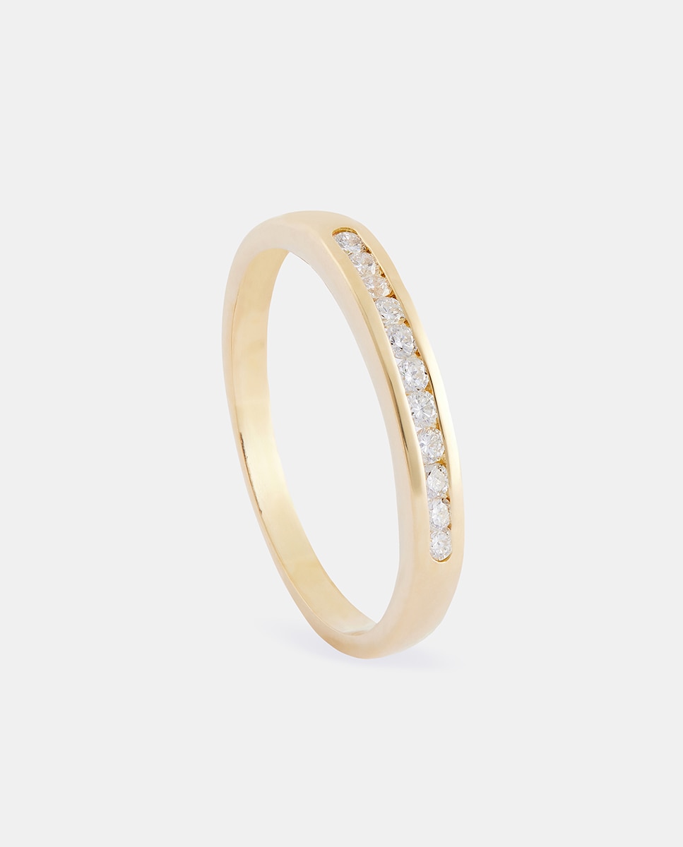 Imagem 0 de Meia Aliança de Ouro com Diamantes