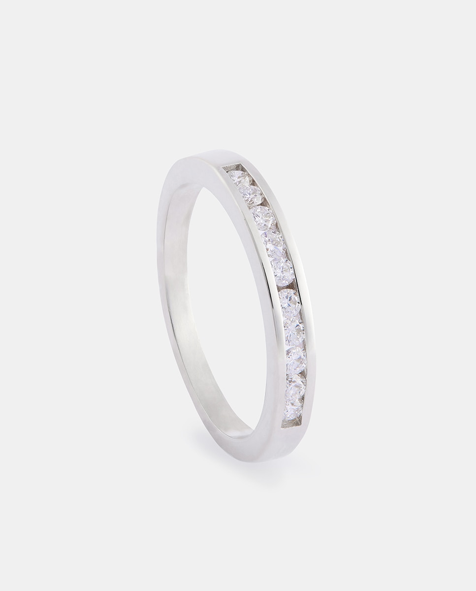 Imagem 0 de Meia Aliança de Ouro com Diamantes