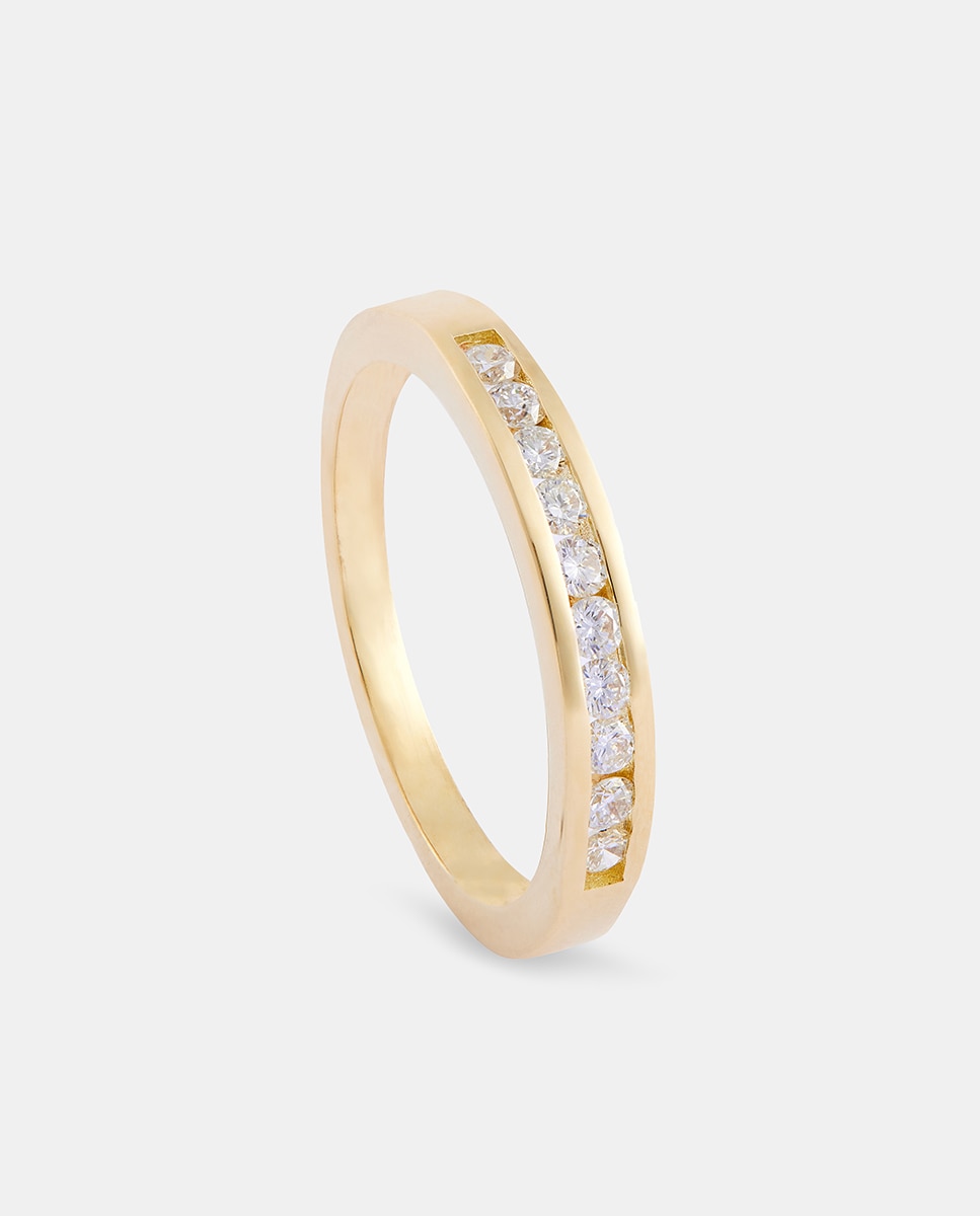 Imagem 0 de Meia Aliança de Ouro com Diamantes