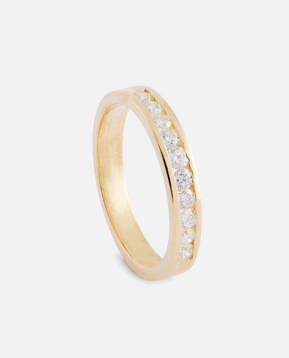 Imagen 0 de Alianza de oro y diamante Blanco