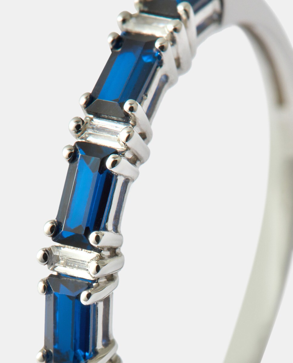 Media alianza de oro con diamante y zafiro - El Corte Inglés - Azul Azul-2