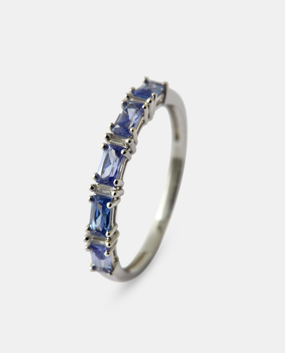 Media alianza de oro con diamante y tanzanita Azul El Corte Inglés Azul-1