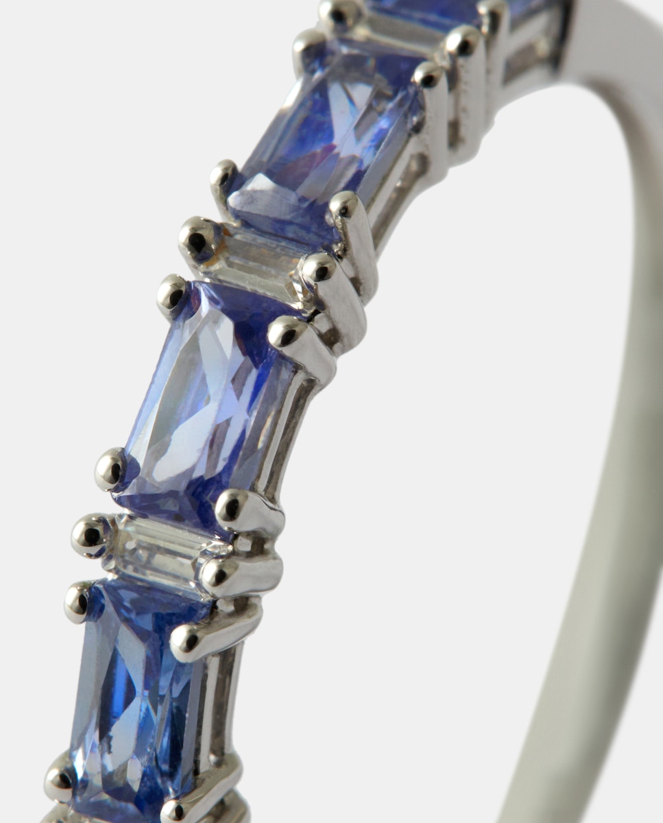 Media alianza de oro con diamante y tanzanita Azul El Corte Inglés Azul-2