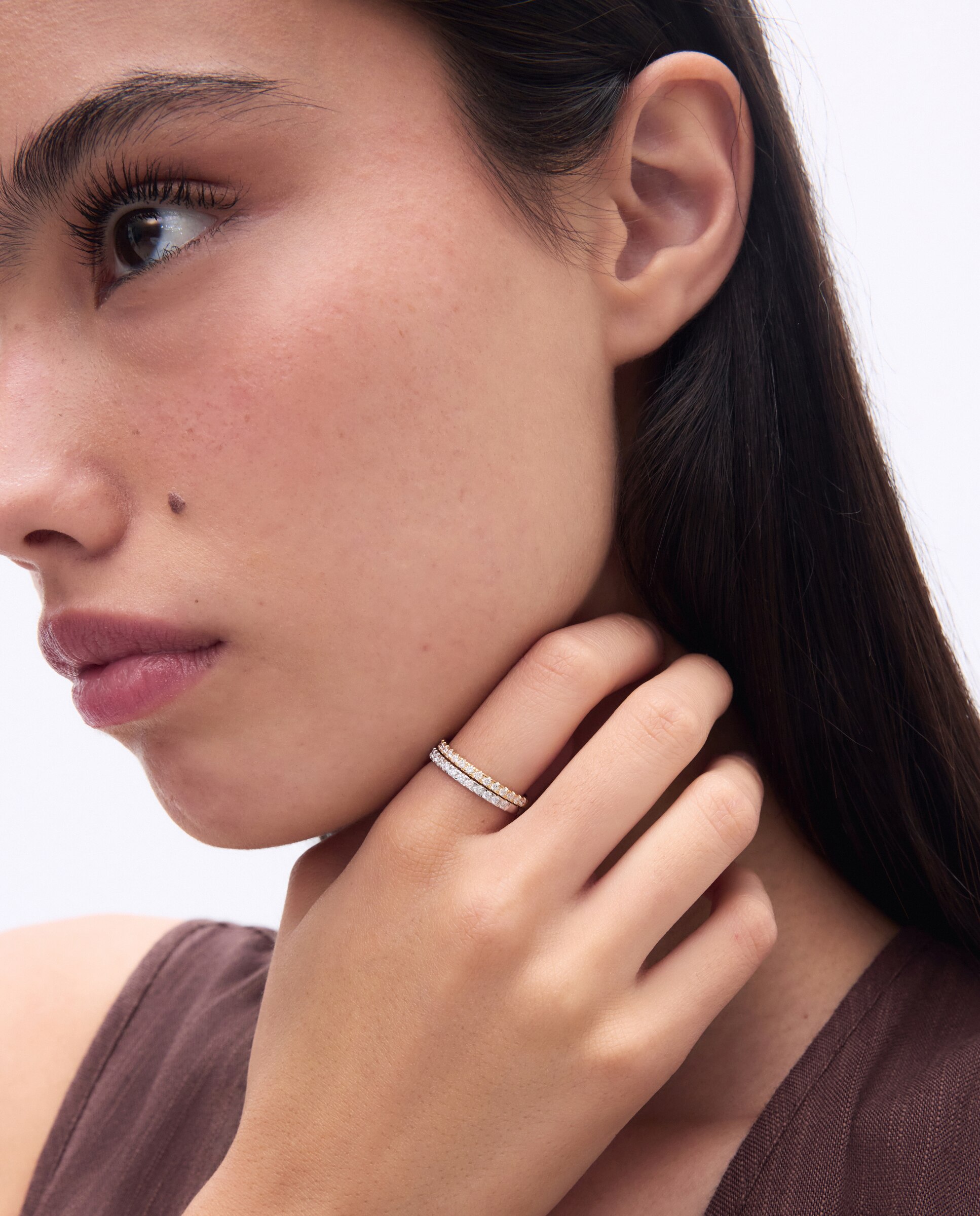Alianza de oro blanco de 18K con diamantes en talla brillante con un peso total de 0,27ct - El Corte Inglés - Plata Plata-5