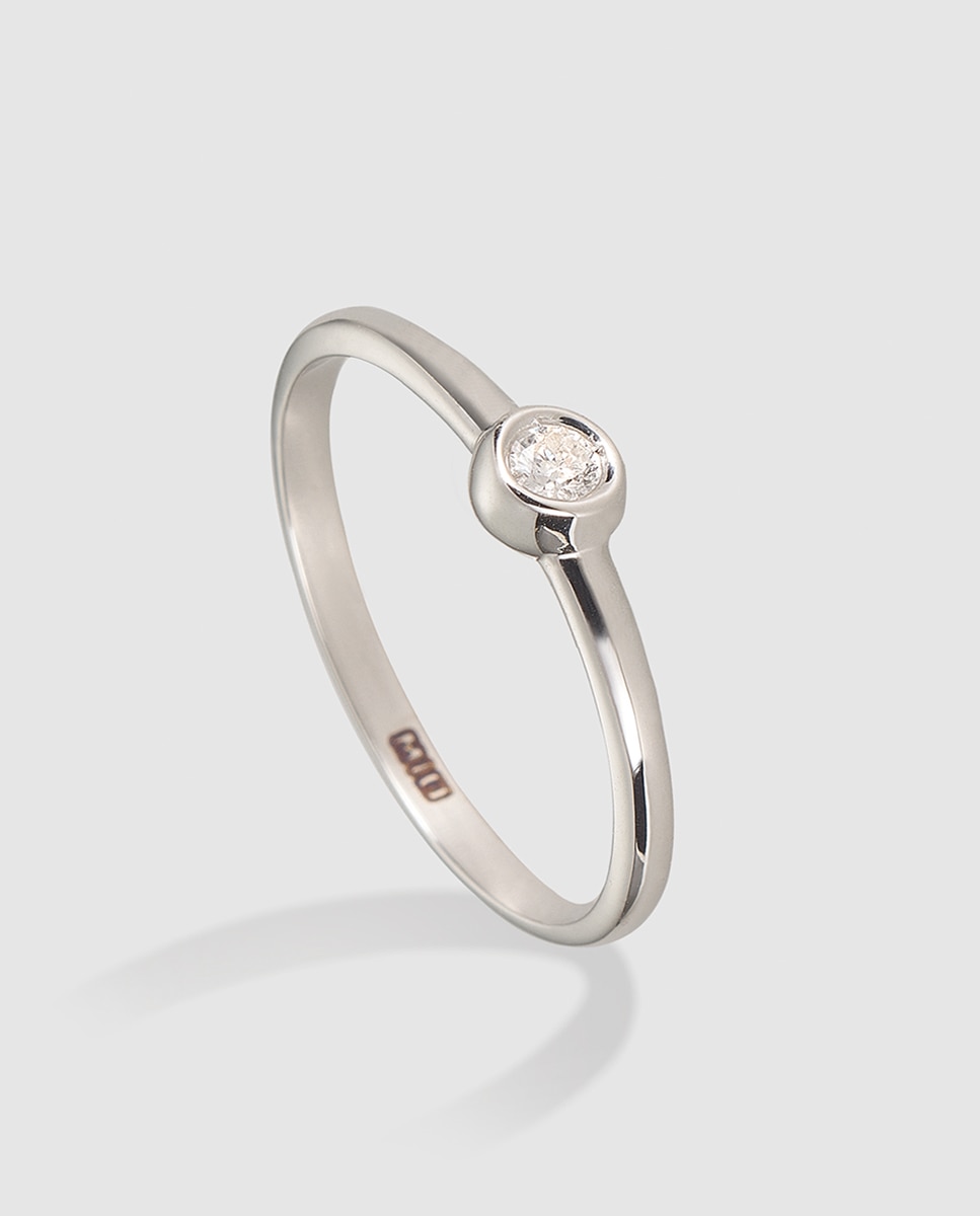 Anillo de oro blanco y diamante solitario Mio Blanco El Corte Inglés Blanco-1