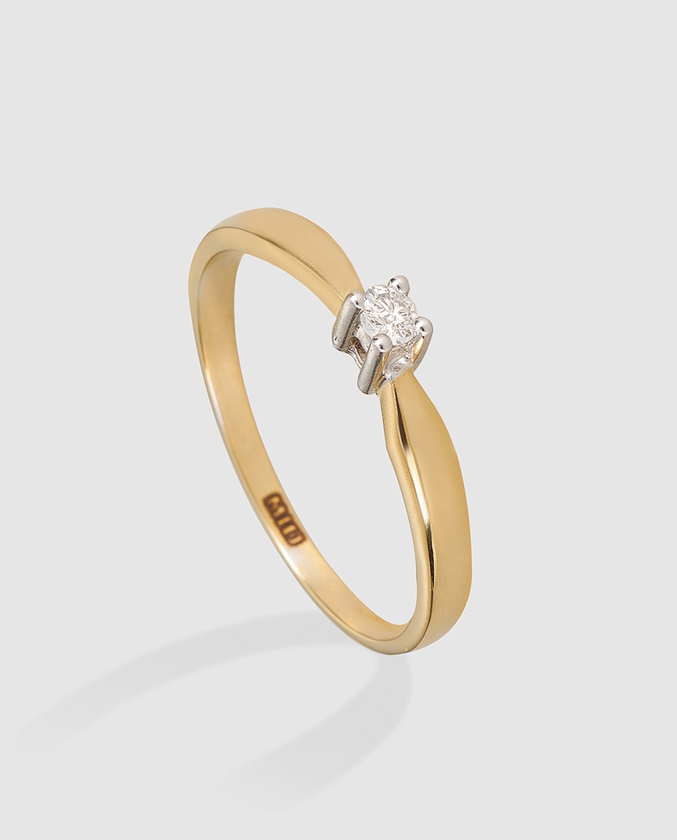 Anillo de oro blanco y con diamante Mio - El Corte Inglés - Amarillo Amarillo-1