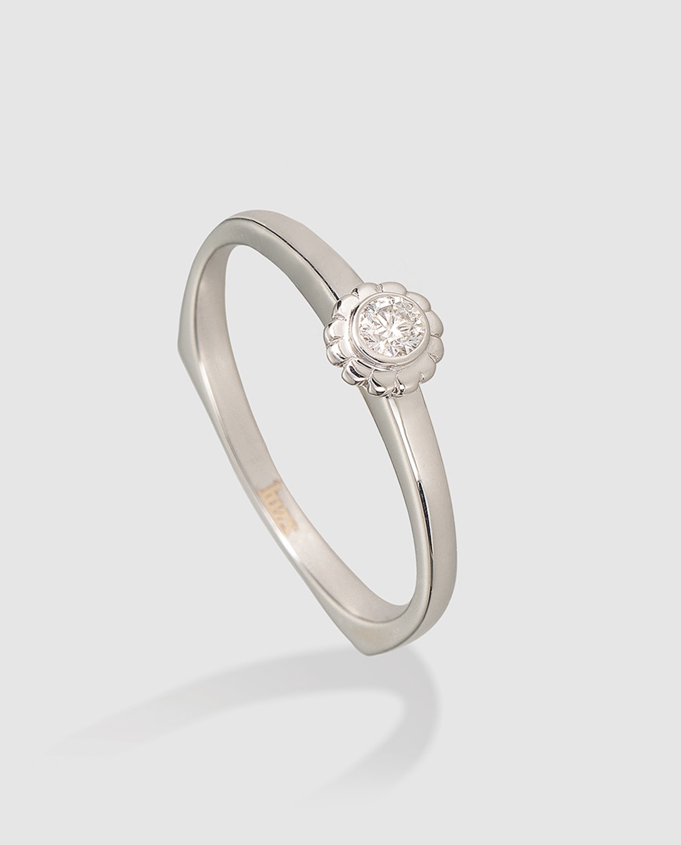 El Corte Inglés - Anillo de oro blanco y diamante solitario Luzz.
