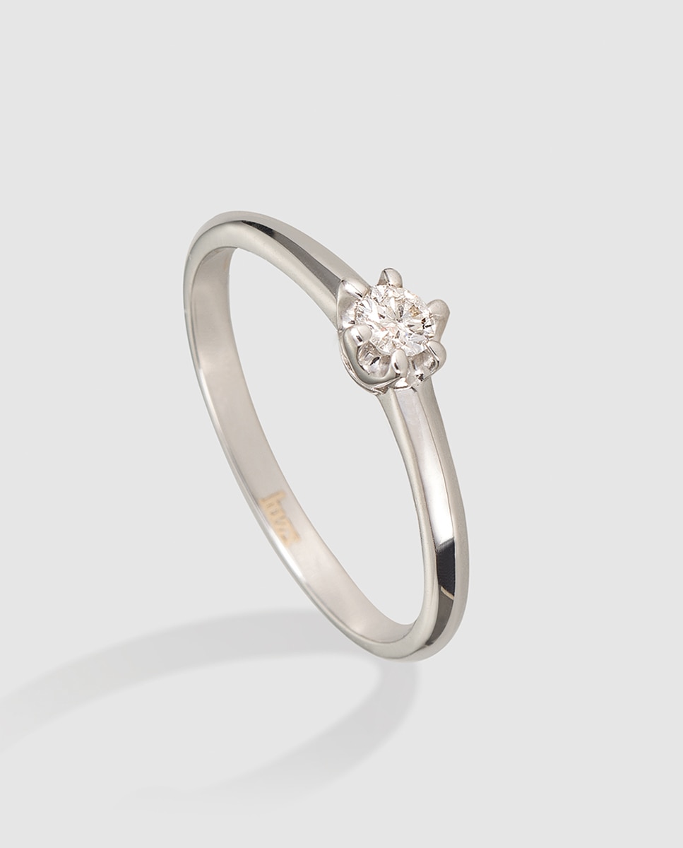 El Corte Inglés - Anillo solitario de oro blanco y diamante Luzz.