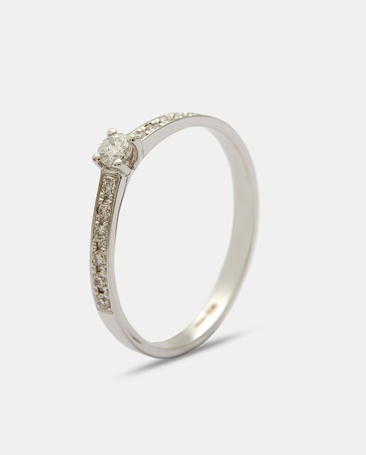 Anillo solitario de oro y brillantes