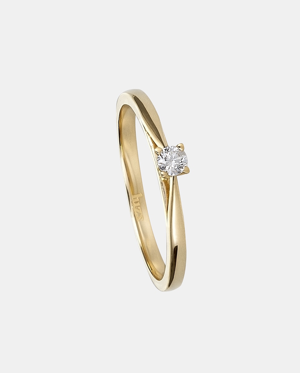 El Corte Inglés - Anillo solitario de oro y diamante.