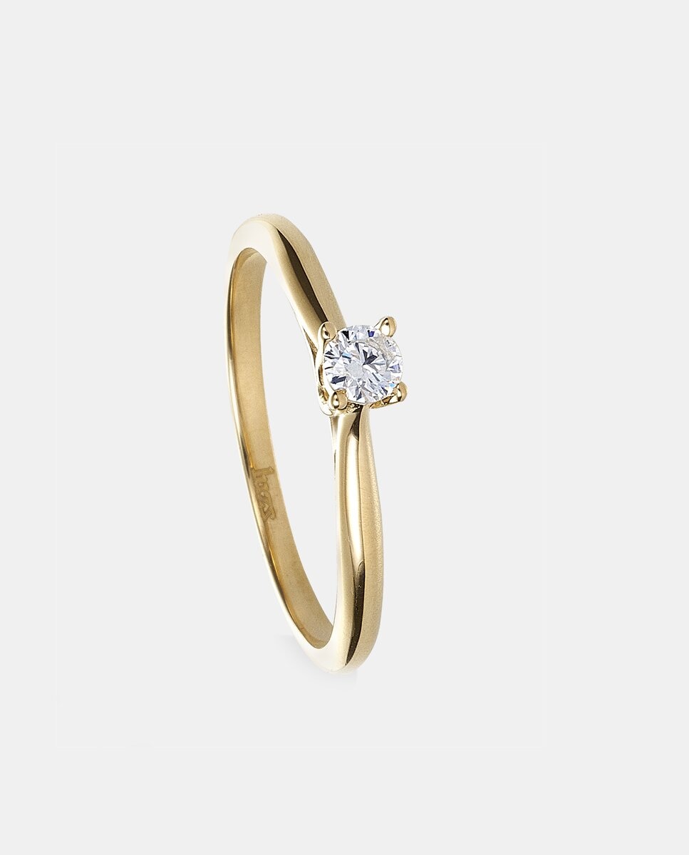 El Corte Inglés - Anillo de oro y diamante solitario.