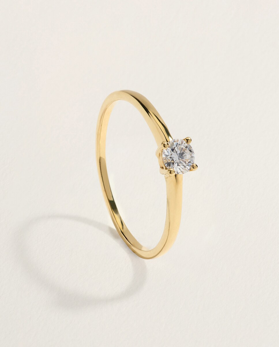 Imagen 0 de Anillo solitario de oro blanco de 18k con diamante en talla brillante de 0,20ct Plata