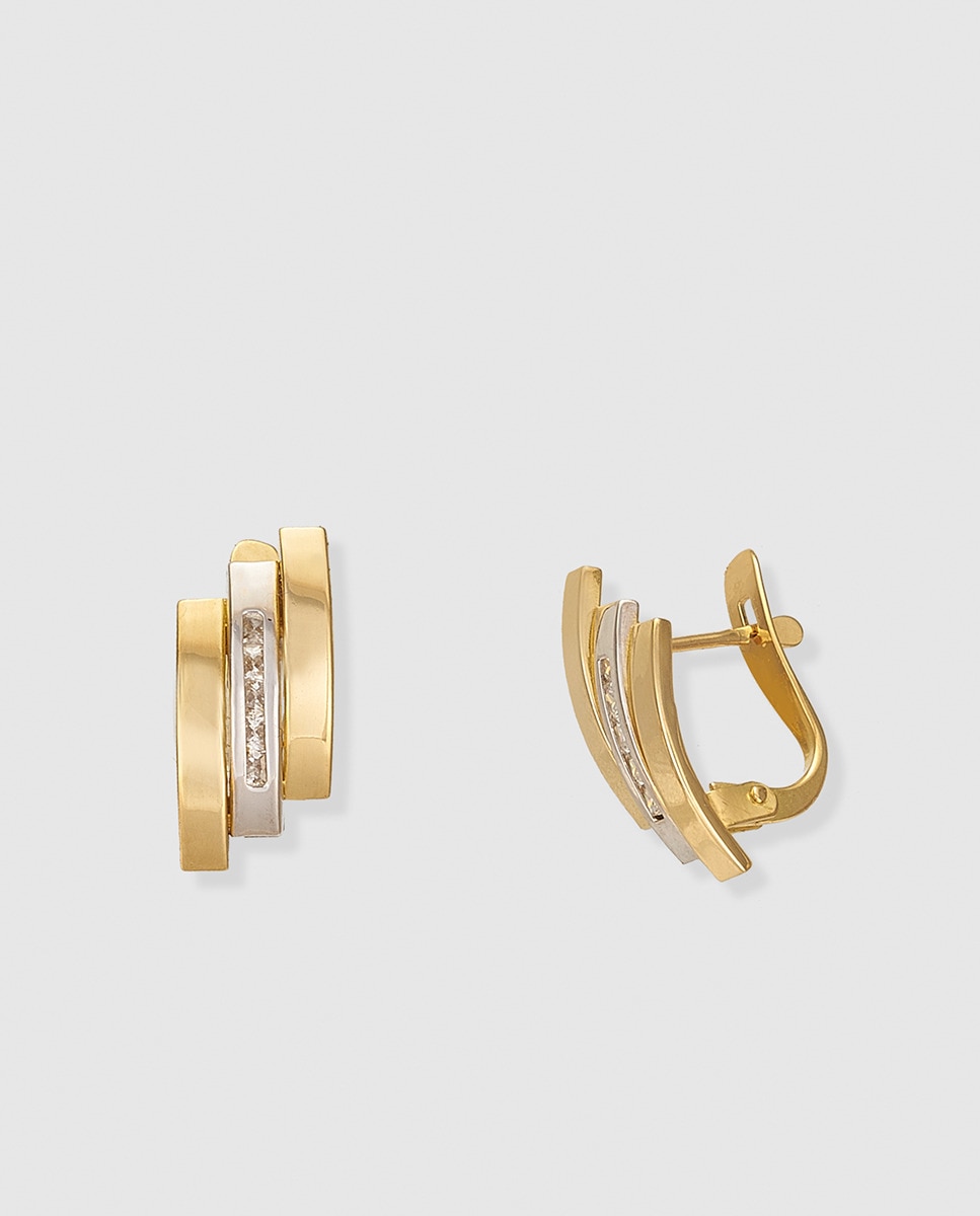 Pendientes de oro bicolor y circonitas El Corte Inglés - Blanco Blanco-1
