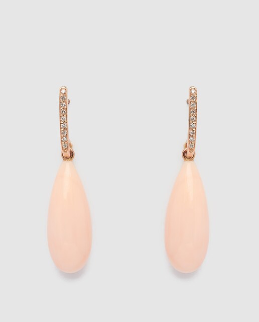 Pendientes El Corte Inglés My Wedding en oro con diamantes y pera de coral