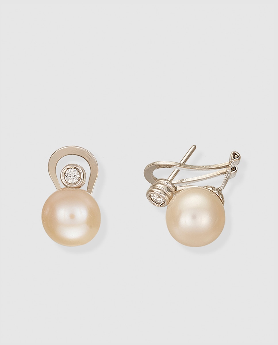 El Corte Inglés - Pendientes de cierre omega El Corte Inglés de oro, perla y brillante.