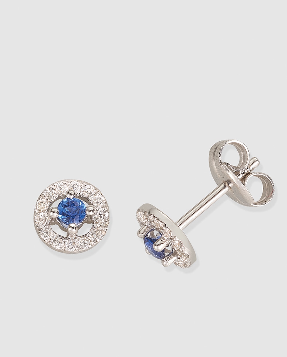 El Corte Inglés - Pendientes de oro blanco, diamantes y zafiro Luzz.