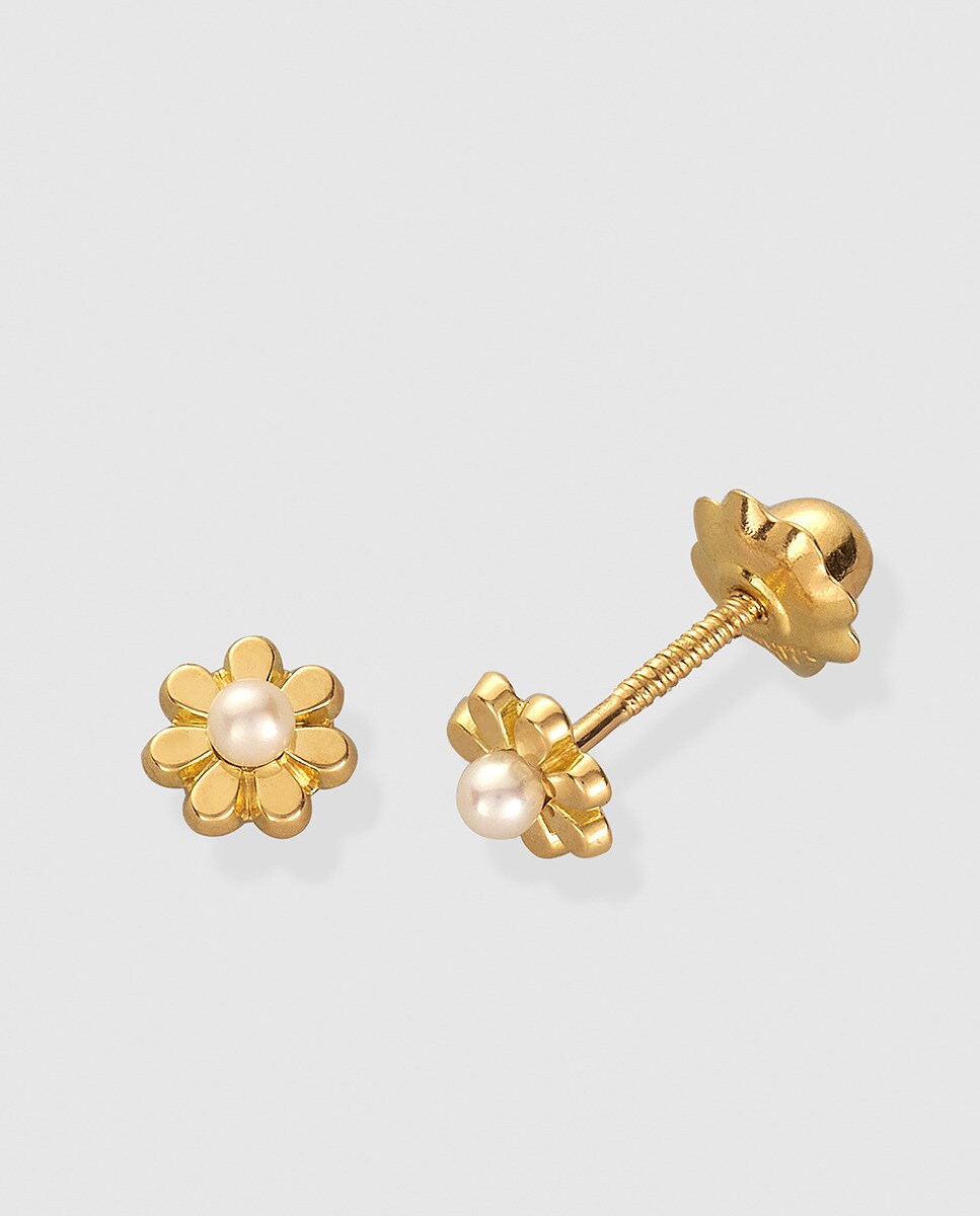 Pendientes de bebé de oro con perla - El Corte Inglés - Blanco Blanco-1