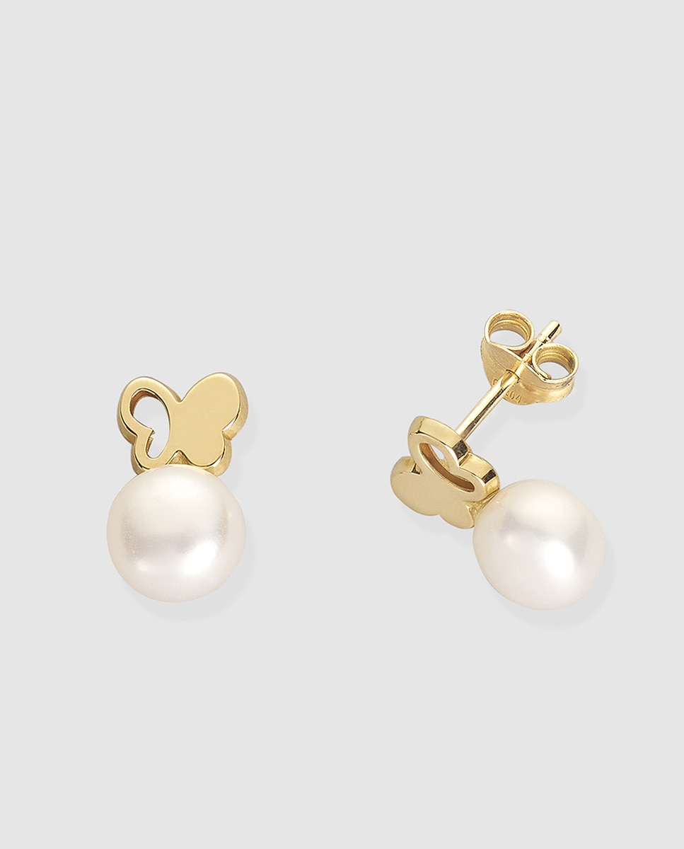 Pendientes de niña El Corte Inglés de oro con perla - Blanco Blanco-1
