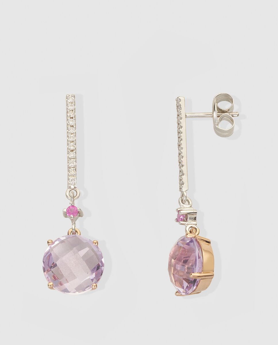 El Corte Inglés - Pendientes Luzz de oro con amatista, turmalina y diamantes.