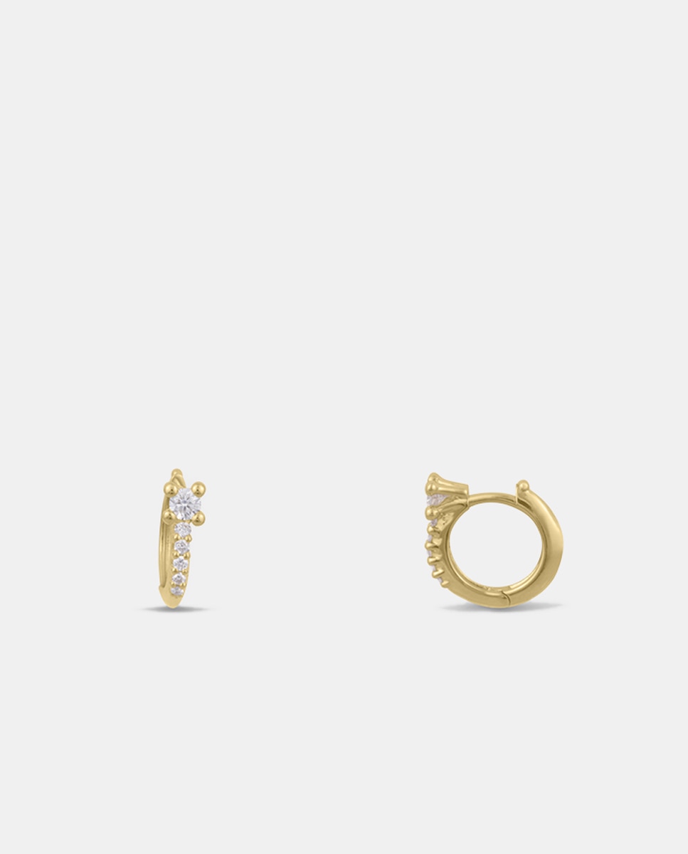 El Corte Inglés - Pendientes de aro en oro con diamantes.