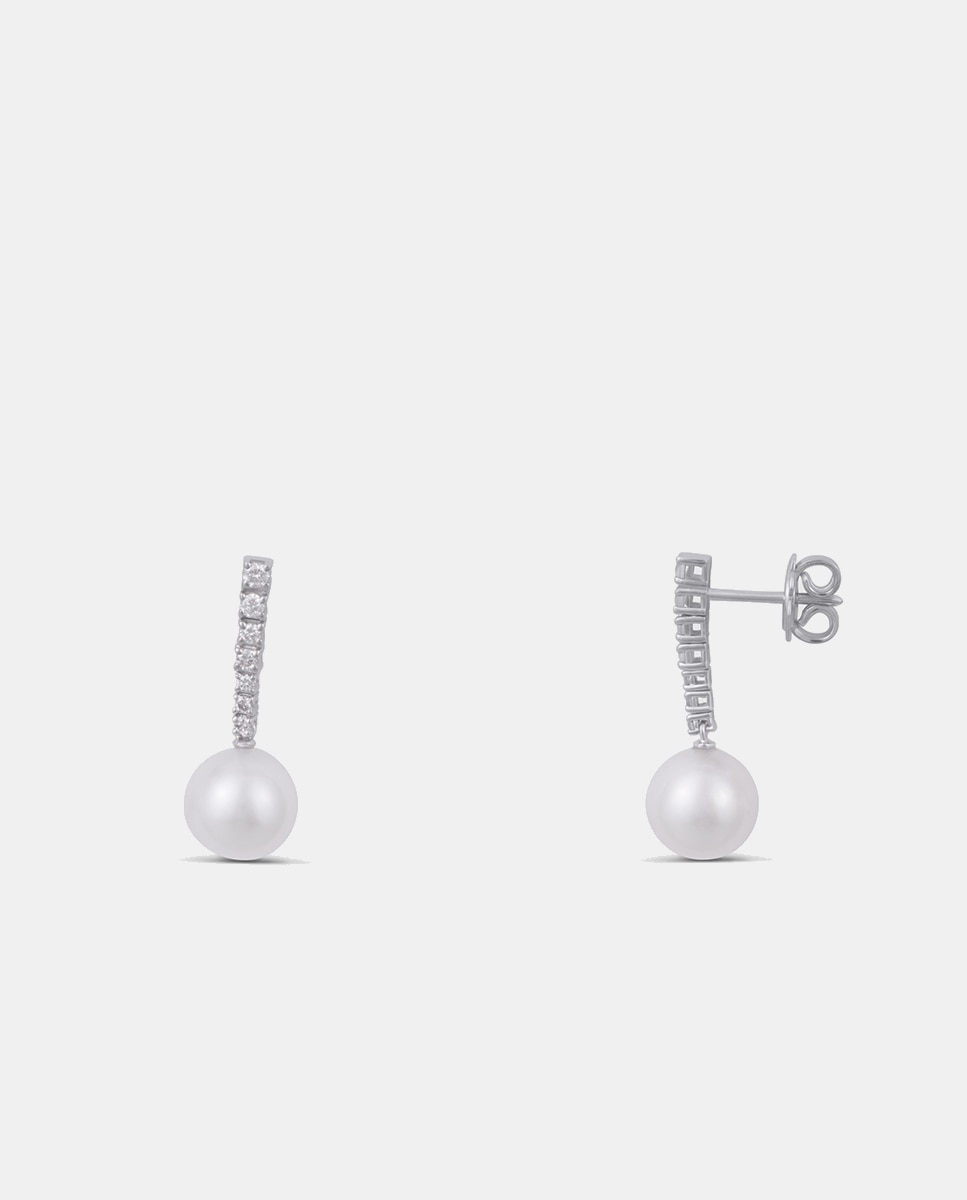 El Corte Inglés - Pendientes de oro diamantes y perlas.
