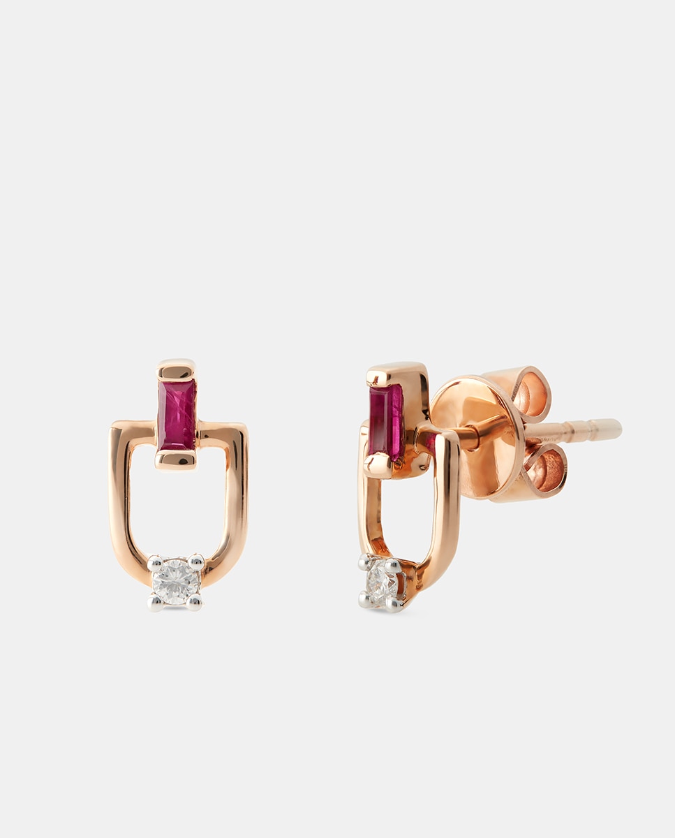 Imagen 1 de Pendientes de oro, diamantes y rubí - El Corte Inglés - Rojo Rojo