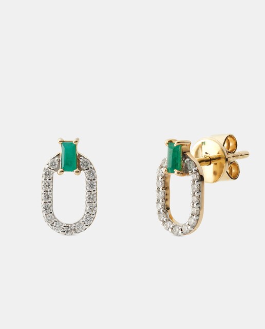 Pendientes de oro, diamantes y esmeralda