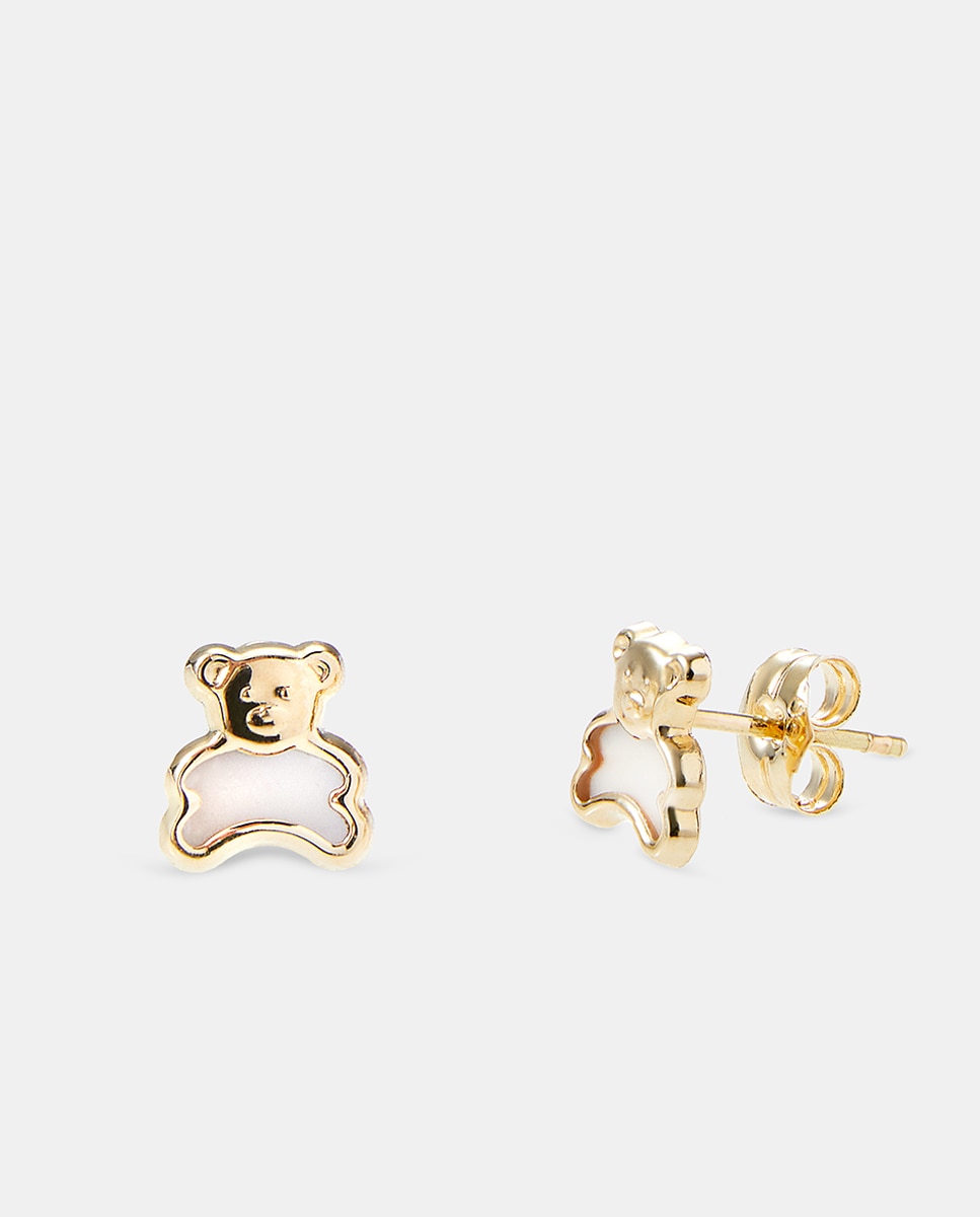 Pendientes de niña Oso de oro y nácar - El Corte Inglés - Blanco Blanco-1